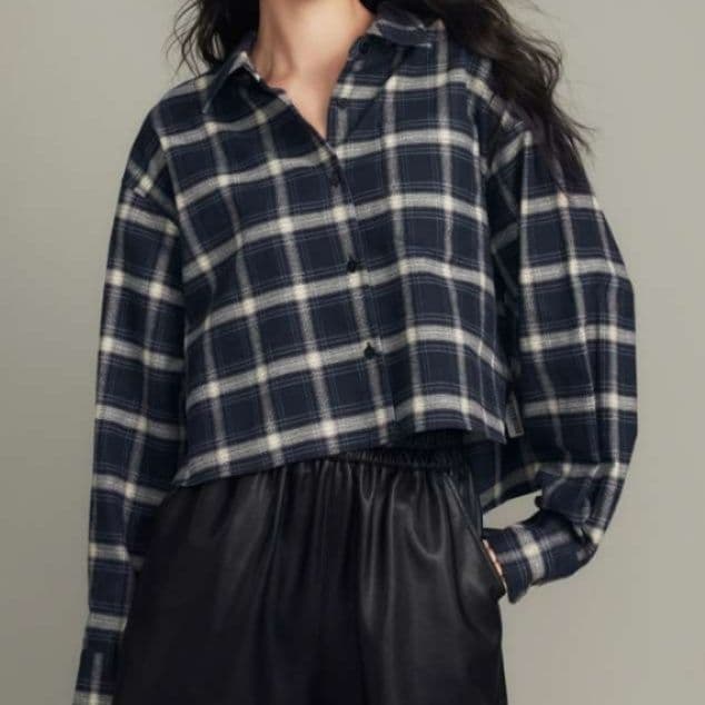 イエベ秋服 チェック柄シャツブラウス