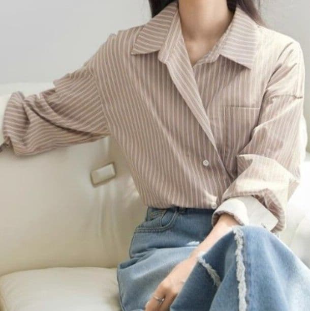 イエベ春/イエベ秋服 ストライプルーズシャツ